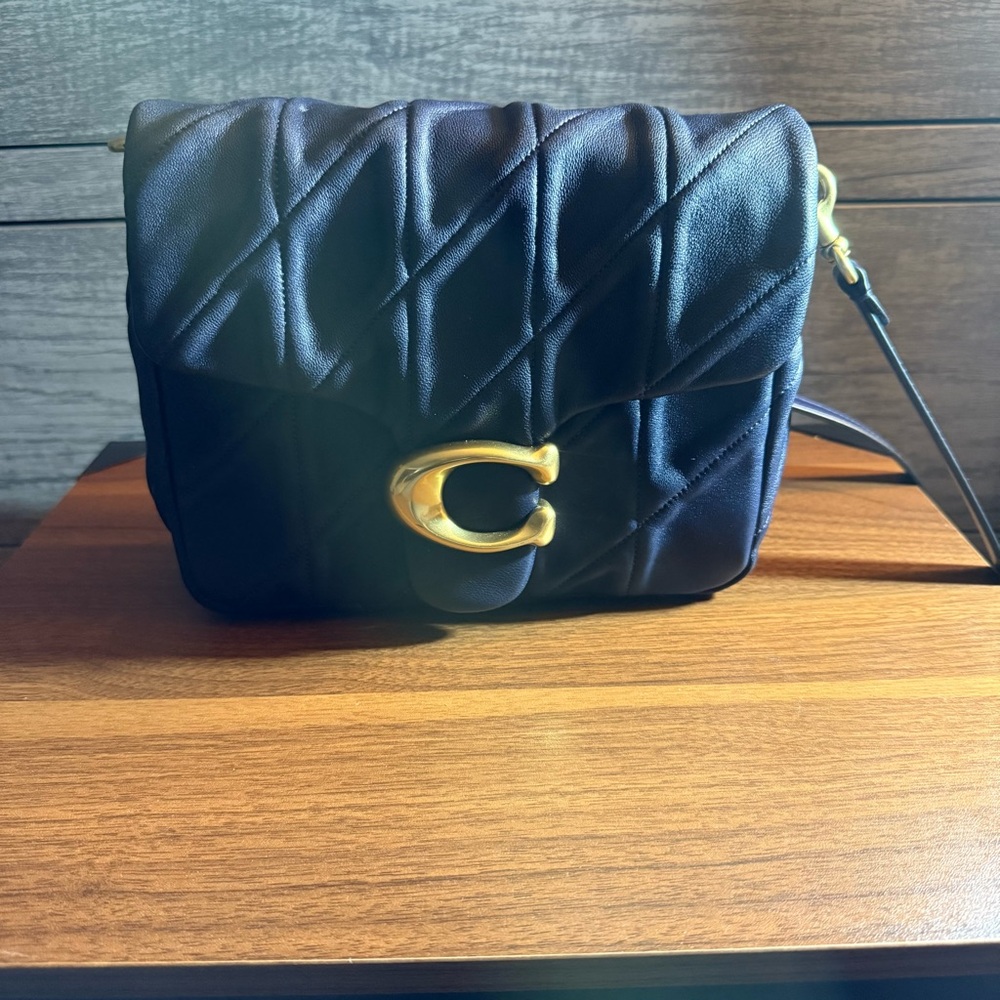 Coach Quilted Crossbody Bag in Navy with Gold 'C' Hardware